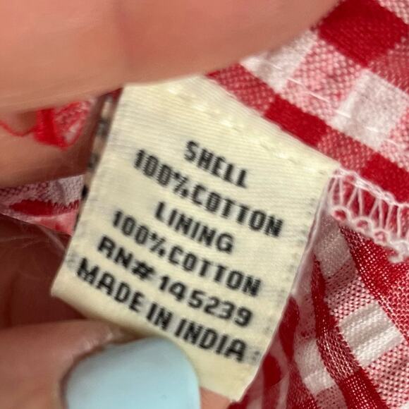 Sim & Sam Women's Top Red Gingham Strappy Crop Ruffle Smocked Summer Medium NWT - Picture 7 of 7